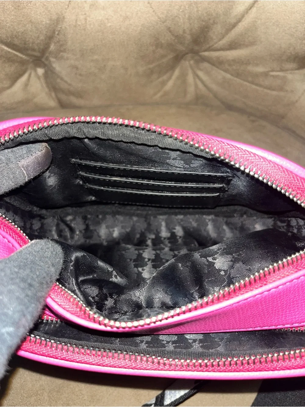 Karl Lagerfeld Vibrant Pink Pebble Crossbody Bag with Branded Strap